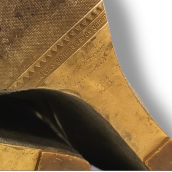 Vintage Davos Gomma Platform Wedge Heels Slingback Peep Toe Taupe Suede - Picture 8 of 10